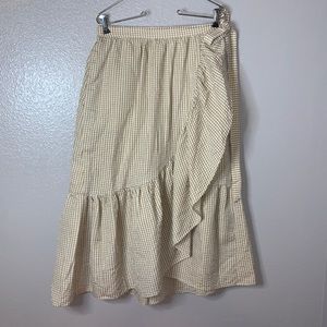 NWT Space 46 gingham asymmetrical ruffle chiffon skirt